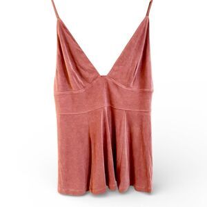 (L) Free People copper spaghetti strap flowy tank top - dusty rose pink